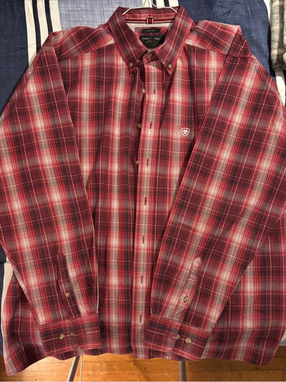 Ariat Men’s Red and White Plaid Button-Down Shirt